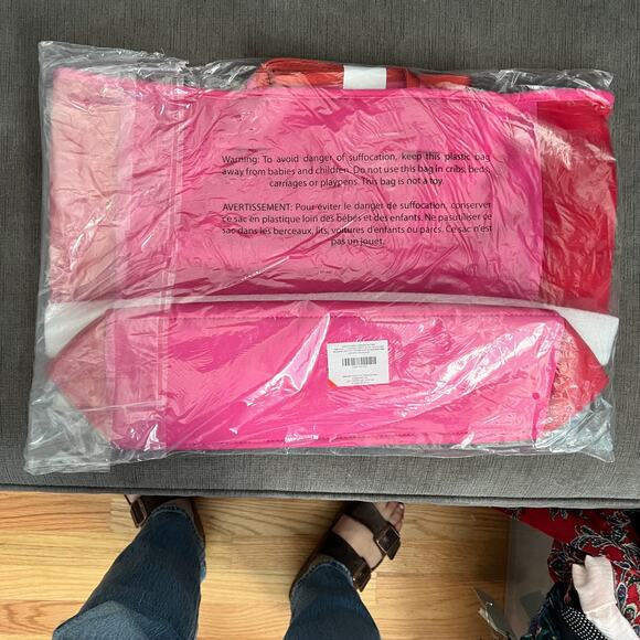 New Summersalt Neoprene Beach Tote Bag Pink Red Colorblock Shoulder Strap - Picture 4 of 4